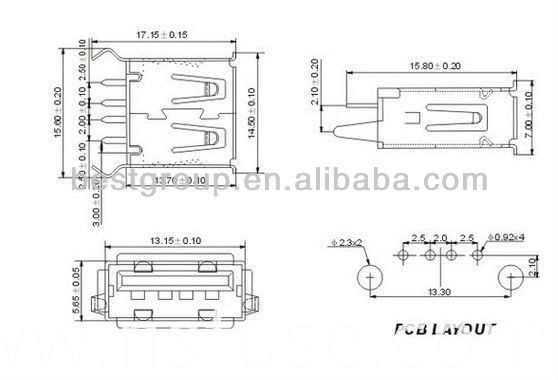 Fbusba2-112 RJ45 Mini USB Connector USB B Type Connector Dual USB Connector (FBELE)